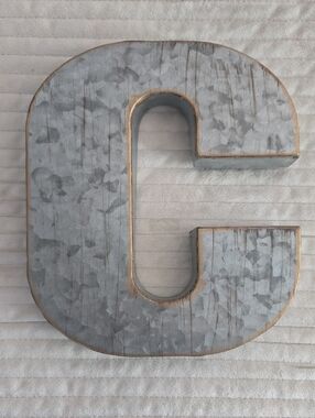 Galvanized Metal Wall Letter "C" Decor